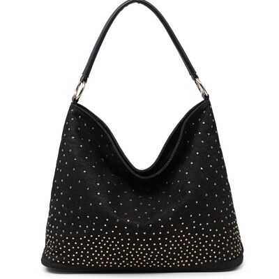 Beautifully Crafted Womens Rhinestone Shoulder Bag Fashion Handbag Casual tote bag--ZQ-316 black