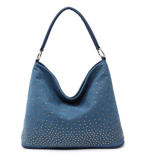 Beautifully Crafted Womens Shoulder Bag Rhinestone Handbag Casual tote bag --ZQ-316 blue