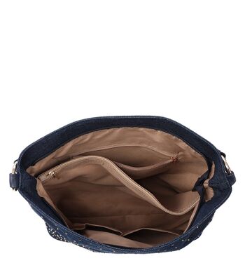 Sac à bandoulière pour femmes magnifiquement conçu sac à main en strass sac fourre-tout décontracté --ZQ-316 bleu marine 4
