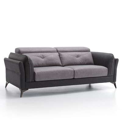 SOFA 2 PLAZAS 186CM NICOLETTA TAPIZADO EN POLIESTER BICOLOR GRIS