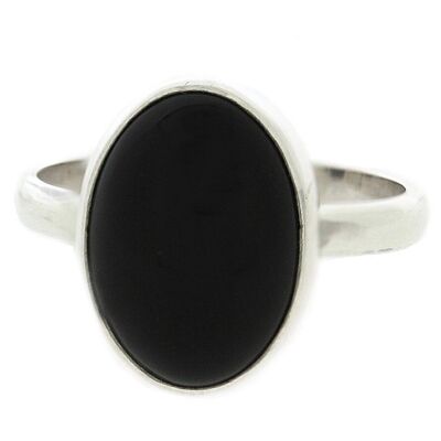 Bague Onyx Cabochon Ovale en Taille M1/2 et Coffret de Présentation