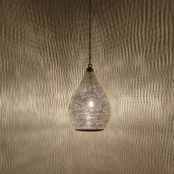 Lampe Marocaine Naouma Sada D17 Argent | véritable lampe en laiton oriental plaqué argent 6