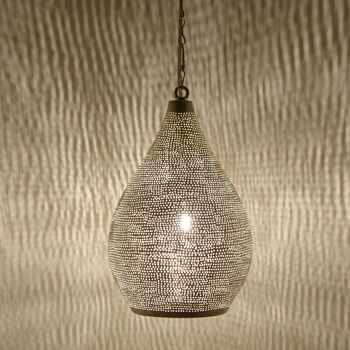 Lampe Marocaine Naouma Sada D17 Argent | véritable lampe en laiton oriental plaqué argent 7