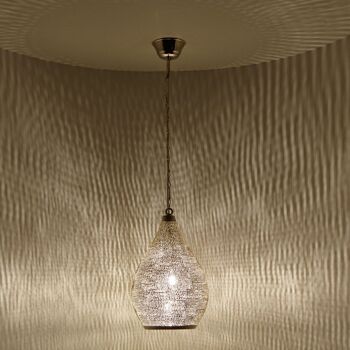 Lampe Marocaine Naouma Sada D17 Argent | véritable lampe en laiton oriental plaqué argent 9