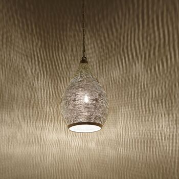 Lampe Marocaine Naouma Sada D17 Argent | véritable lampe en laiton oriental plaqué argent 10