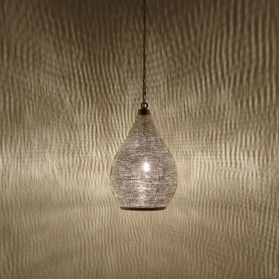 Lampada Marocchina Naouma Sada D17 Argento | lampada in vero ottone orientale placcato argento