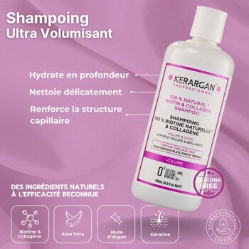 Kerargan - Duo Volumisant Shampoing & Après-shampoing à la Biotine & Collagène - 2x500ml 3