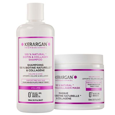 Kerargan - Duo shampoo e maschera volumizzante con biotina e collagene - 2x500 ml