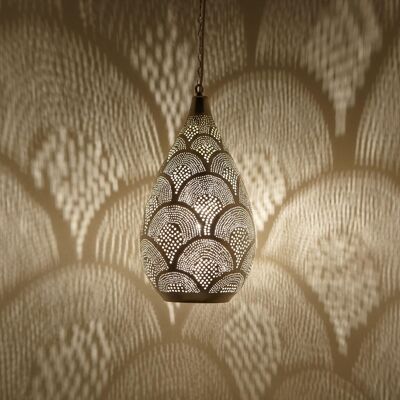 Orientalische Lampe Naouma Samak D20 Silber | echt versilberte Messinglampe