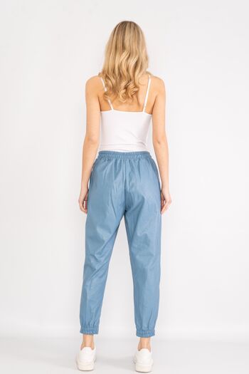 Pantalon bleu effet cuir avec cordon de serrage à la taille 3