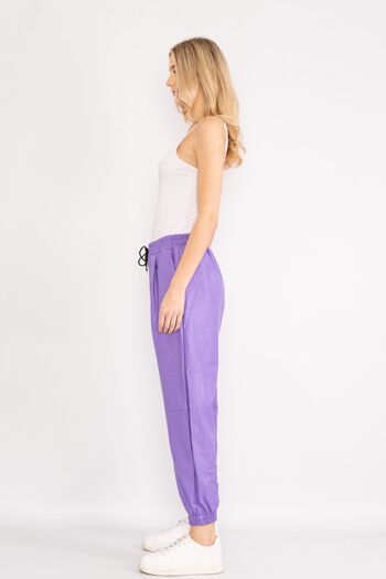 Pantalon violet effet cuir avec cordon de serrage à la taille 2