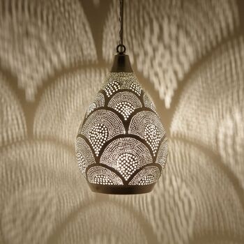 Lampe Marocaine Argent Naouma Samak D17 | véritable lampe en laiton oriental plaqué argent 8