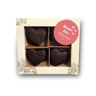 Caja de 12 galletas corazón de chocolate