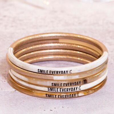 1 Weekly bangle with message "Smile everyday" - 3 mm copper gold