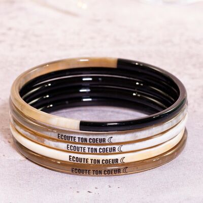 1 Weekly bangle with message "Listen to your heart" - 3 mm black