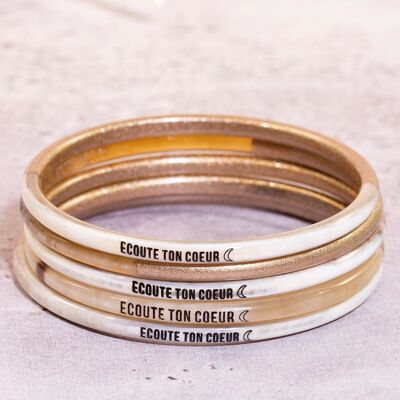 1 Brazalete semanal con mensaje "Escucha a tu corazón" - 3 mm Oro