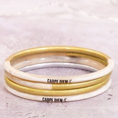 1 brazalete con mensaje semanal "Carpe Diem" - 3 mm de oro