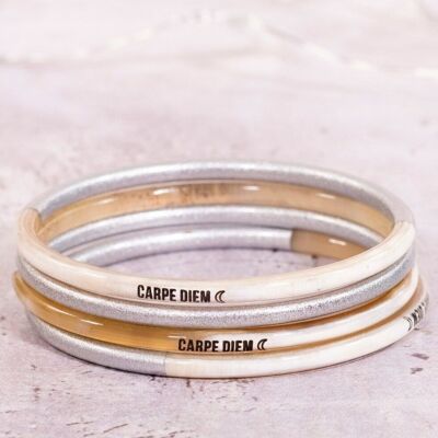 1 "Carpe Diem" weekly message bangle - 3 mm silver
