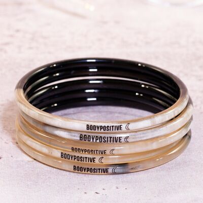 1 Weekly bracelet with message "BodyPositive" - 3 mm black