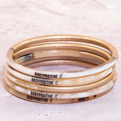 1 braccialetto con messaggio settimanale "BodyPositive" - 3 mm oro