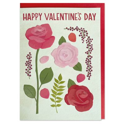 Tarjeta de flores 'Feliz Día de los Enamorados'
