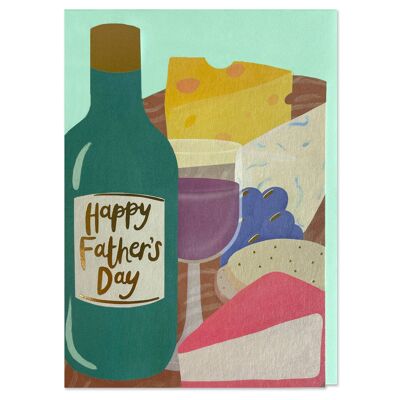 Tarjeta de vino y queso 'Feliz Día del Padre'