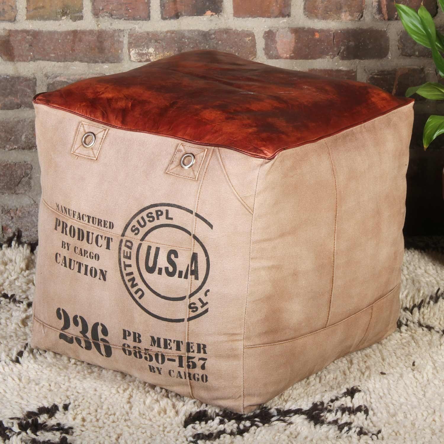 Pouf in tela Jadoo con imbottitura Pouf in pelle e cotone