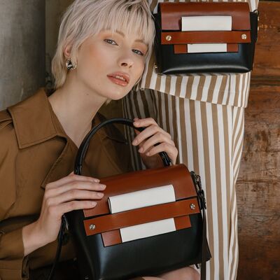 Léna leather bag - Tricolor