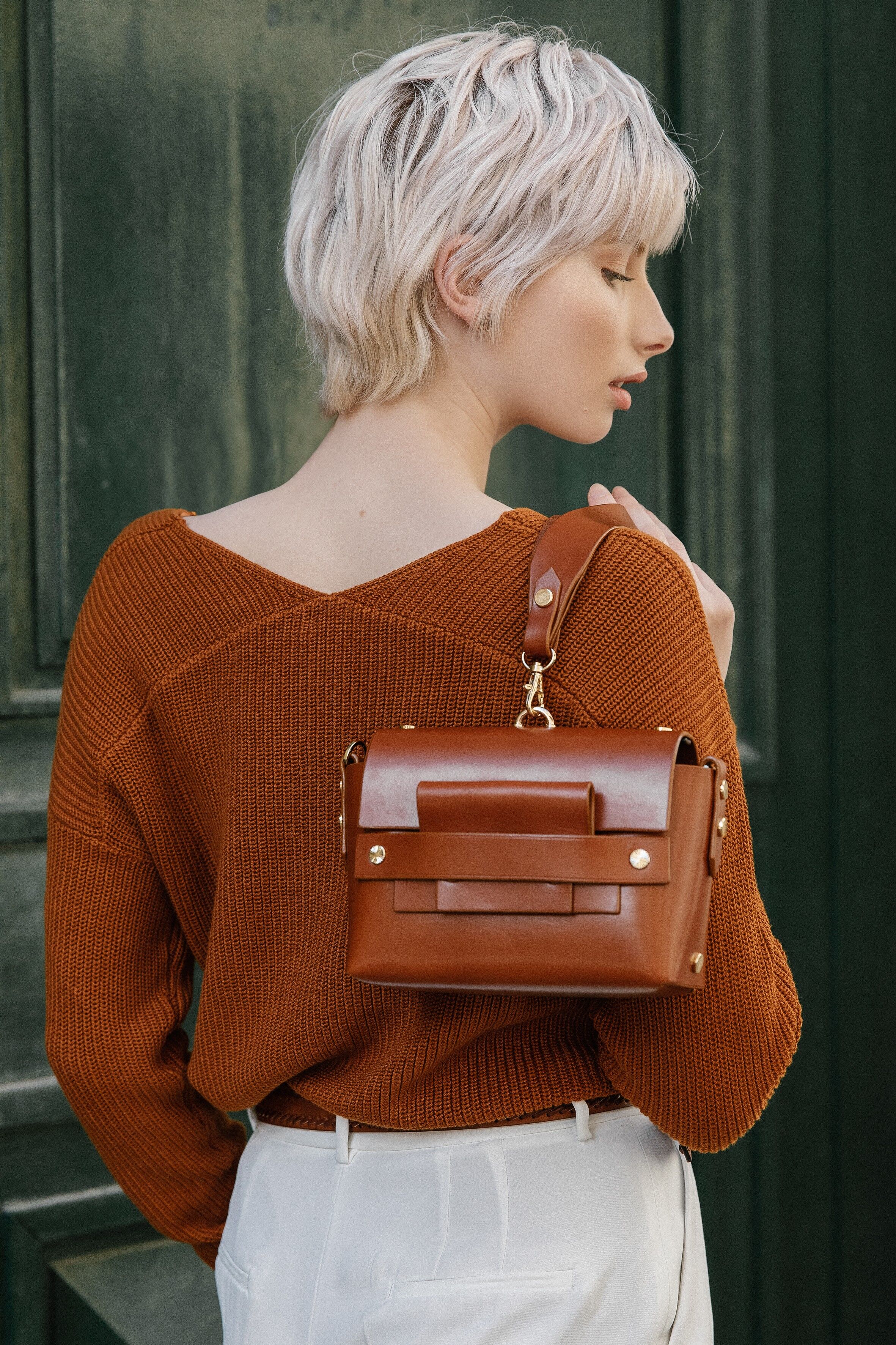 Sac en cuir Érika -Écureuil