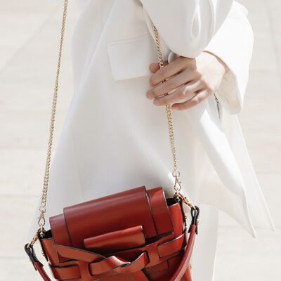 Mini Mina Leather Bag - Red