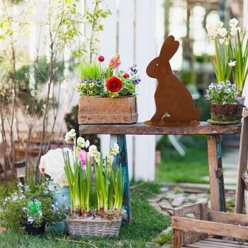 Figurine de décoration de jardin lapin Hoppel | Décoration de Pâques vintage 4