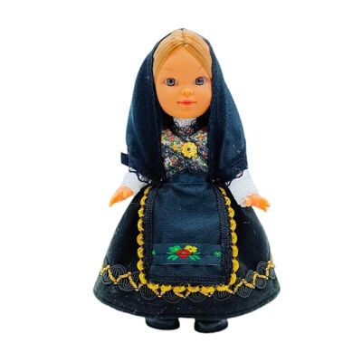 25 cm große Sammlerpuppe. typisches regionales Kleid Leonesa Maragata (León), hergestellt in Spanien von Folk Crafts Dolls.