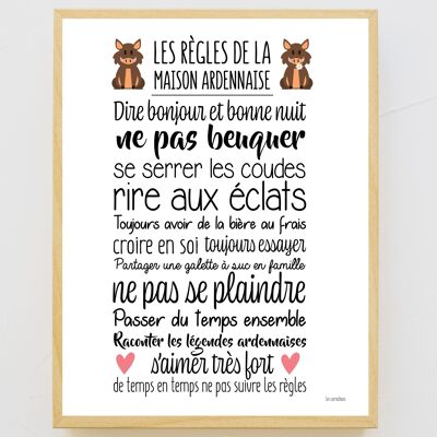 Affiche les règles de la maison Ardennaise en 30x40cm - made in France -sans cadre