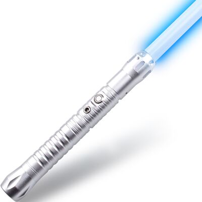 Light Up Lightsaber - Usable For Combat - 11 Realistic Colors And Sounds - Aluminum Lightsaber - Detachable High Strength Blade - Cyberblade Alphagrip Silver