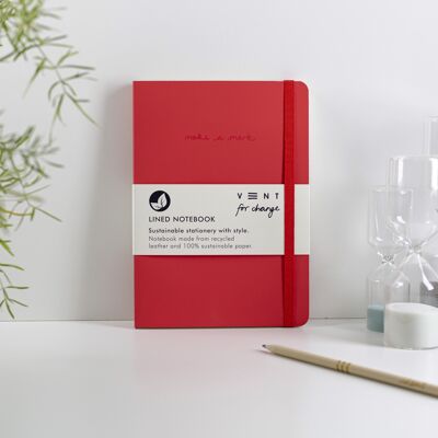 Cuaderno A5 Papel rayado de cuero reciclado - Rojo