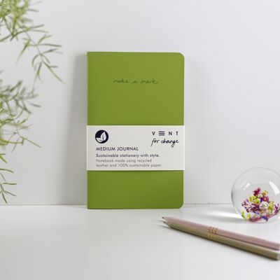 Notebook Recycled Leather Medium Journal - Green