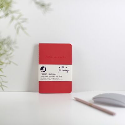 Notebook A6 Recycled Leather & Paper Journal - Red