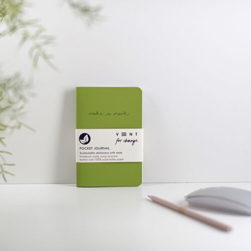 Notebook A6 Recycled Leather & Paper Journal - Green