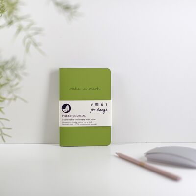 Cuaderno A6 Diario de Papel y Cuero Reciclado - Verde