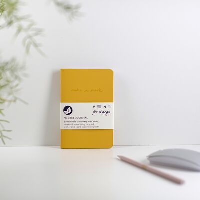 Quaderno A6 in pelle riciclata e diario in carta - giallo