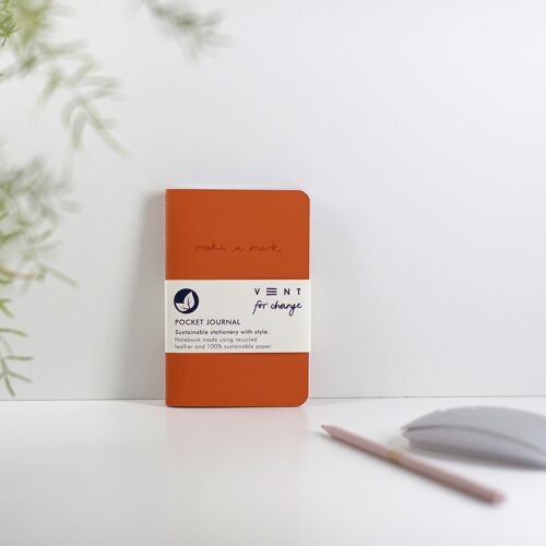 Notebook A6 Recycled Leather & Paper Journal - Orange