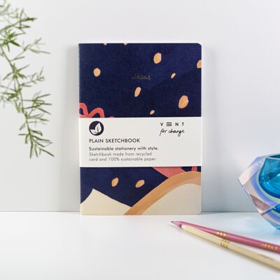Notizbuch/Skizzenbuch A5, recyceltes und nachhaltiges Normalpapier, A5-Ideen – Blau