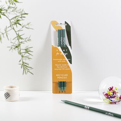 Pencils Pack of 3 recycled  - Notes Range Olive Green