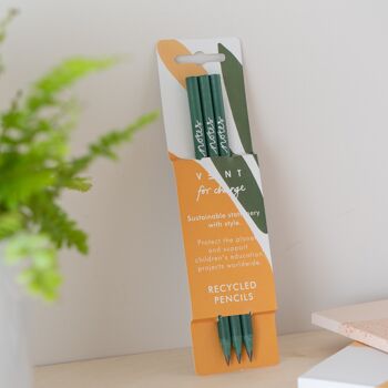 Lot de 3 Crayons Recyclés - Gamme Notes Vert Olive 4