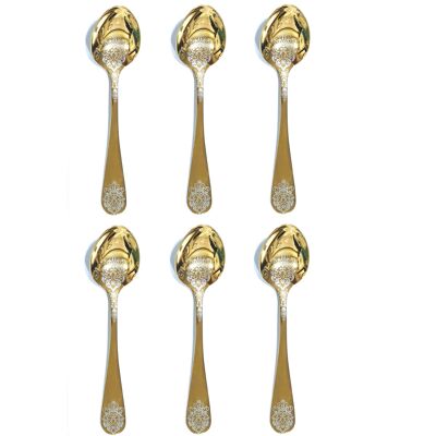 CUILLERES A THE DORE BRILLANT ARABESQUE- LOT DE 6