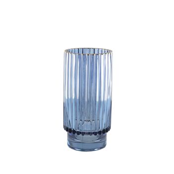 VASE BLEU FONCE BORD DORE H.20CM 1