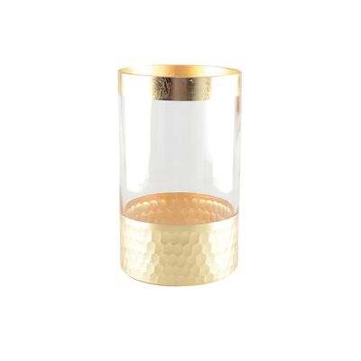 TRANSPARENT AND GOLDEN VASE H20CM