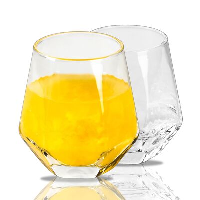 SET OF 2 FACETED WHISKEY GLASSES