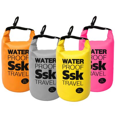Sac / sac à dos étanche pour ranger vos objets Résistant à l'eau Idéal pour le trekking, la pêche, la navigation, l'escalade, le surf, le paddle surf, (2 LITRES)