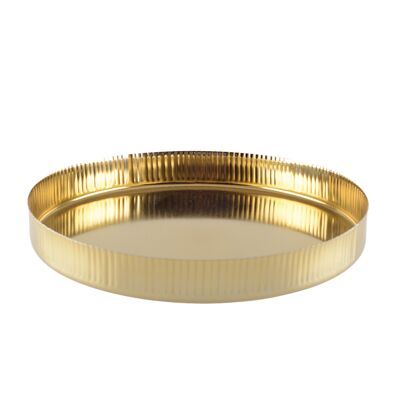 GOLDEN ROUND TRAY WITH RIBBED PATTERN